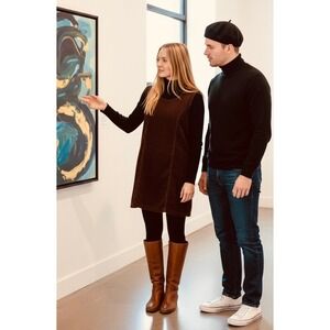 Vintage Corduroy Jumper Dark Chocolate P-L 100% Cotton Lagenlook Minimalist